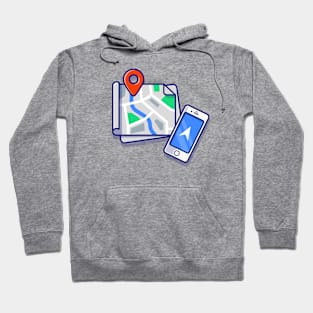 Maps Location And Phone Cartoon Hoodie